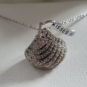 Hershey Kiss Pendant in Sterling Silver w/Round Cut Diamonds